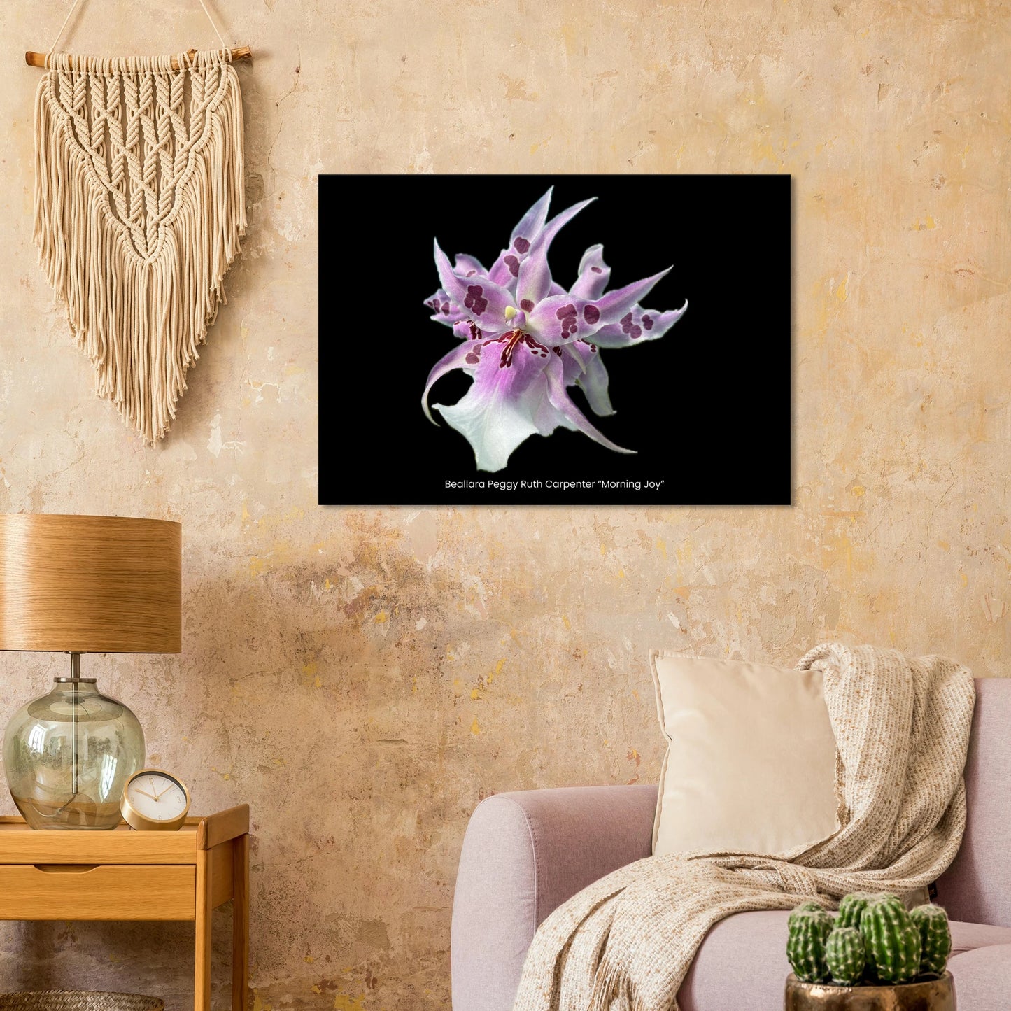 Bea. Peggy Ruth Carpenter "Morning Joy" Orchid Black Canvas Print