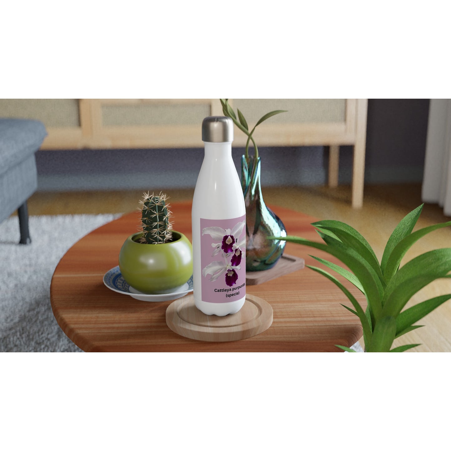 Cattleya purpurata Orchid Water Bottle