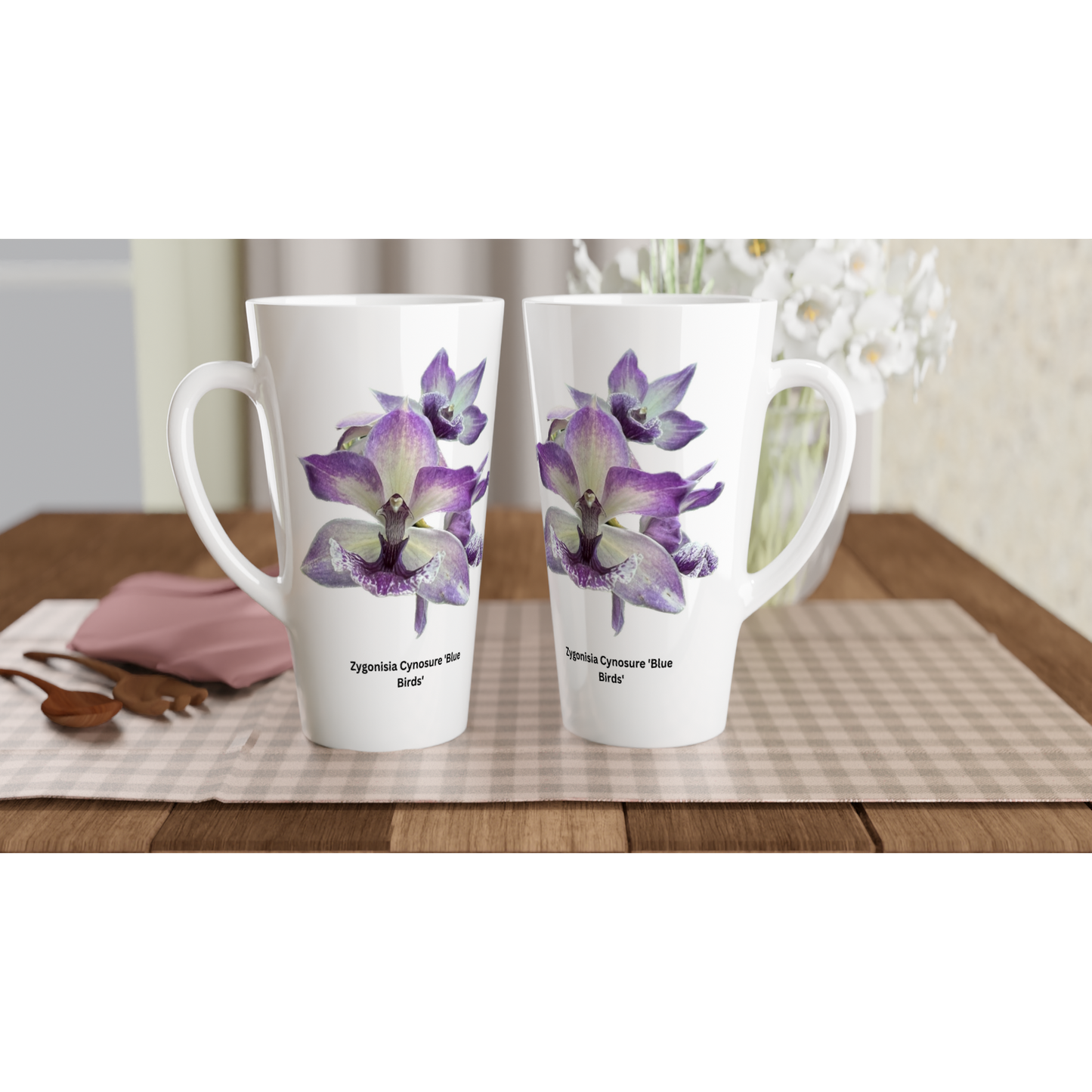 Zygonisia Cynosure 'Blue Bird' Orchid Latte Mug