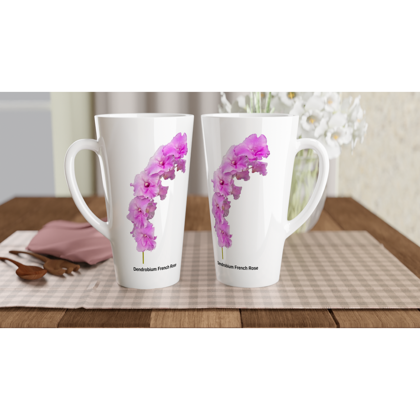 Dendrobium French Rose Orchid Latte Mug