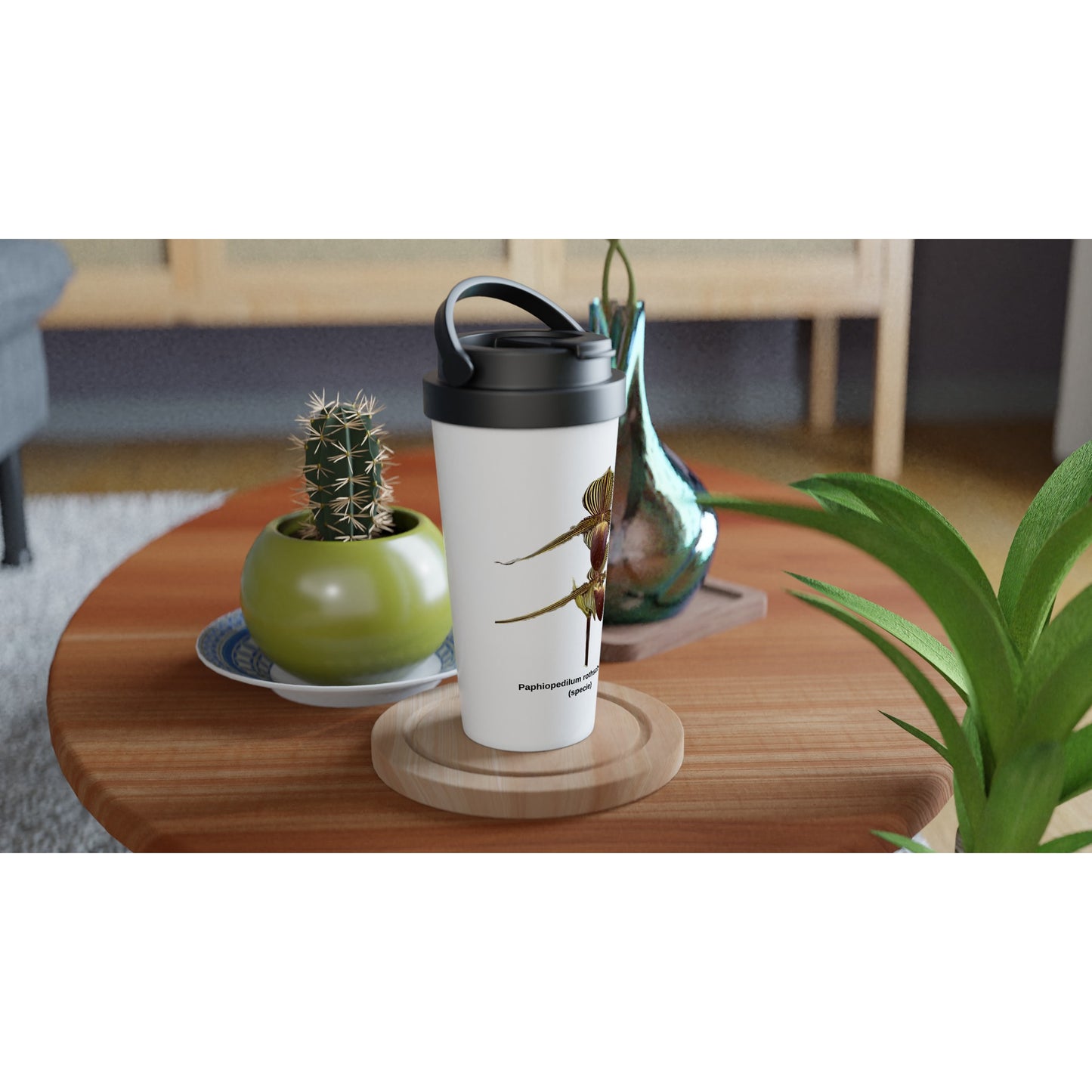 Paphiopedilum rothschildianum Orchid Travel Mug