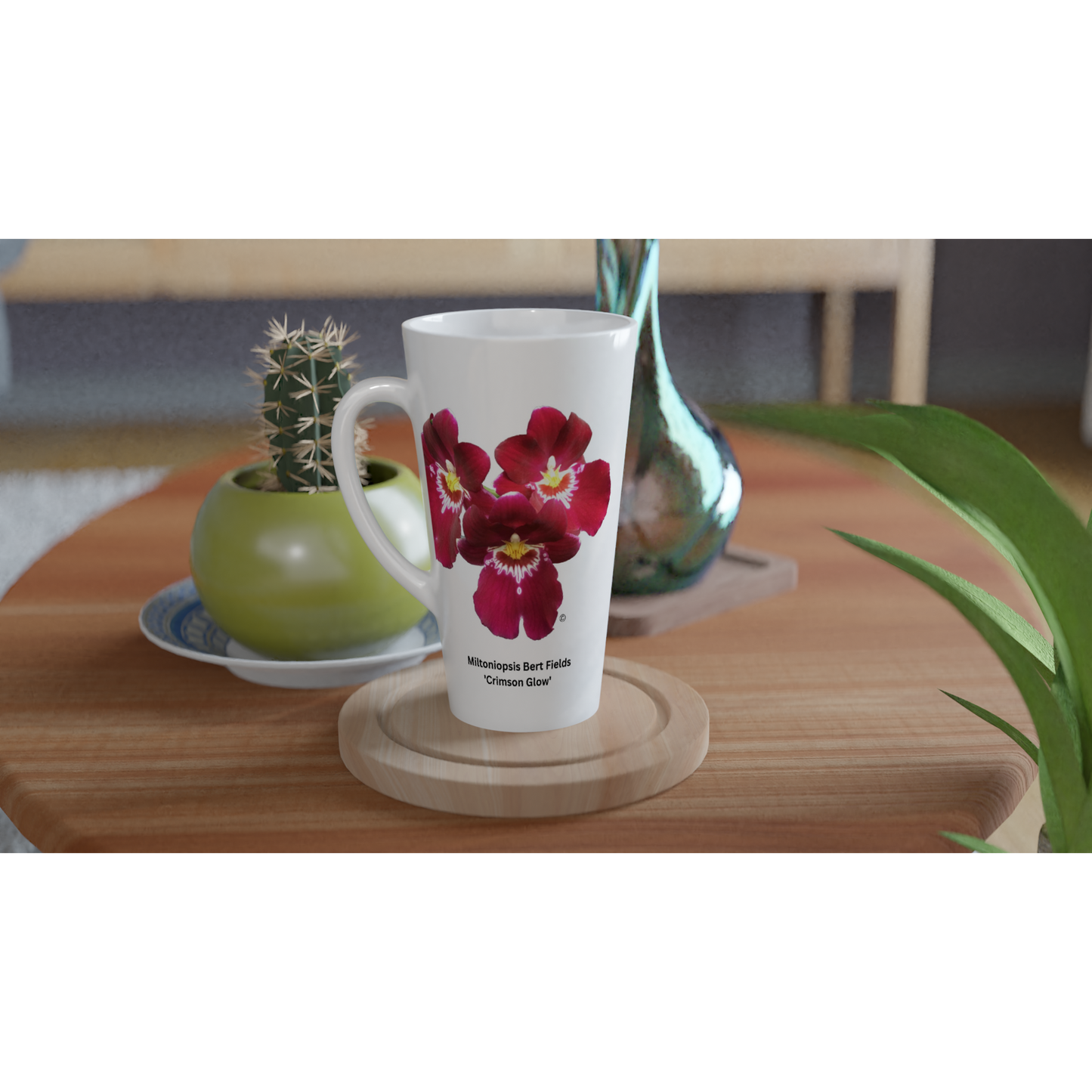 Miltoniopsis Bert Fields 'Crimson Glow' Orchid Latte Mug