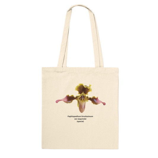 Paphiopedilum hirsutissimum var esquirolei Orchid Tote Bag