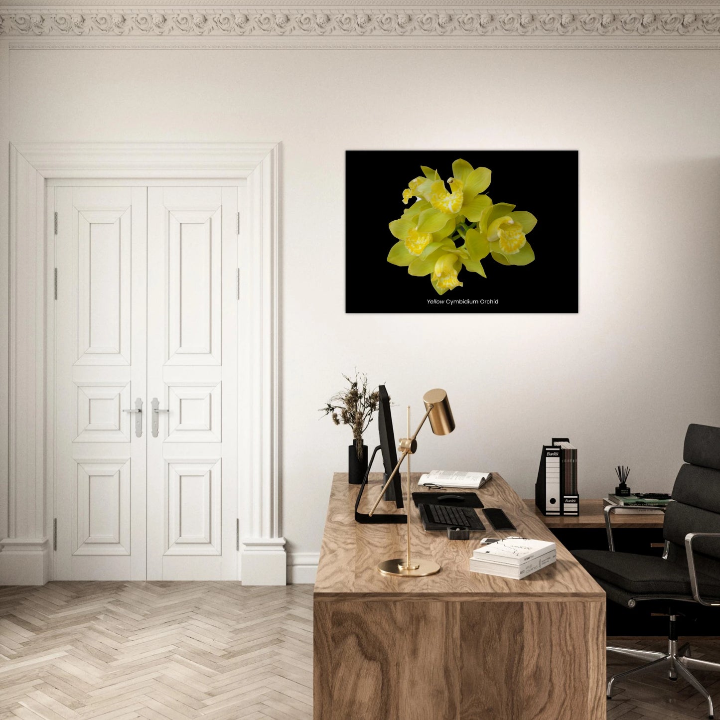 Yellow Cymbidium Orchid Canvas Print