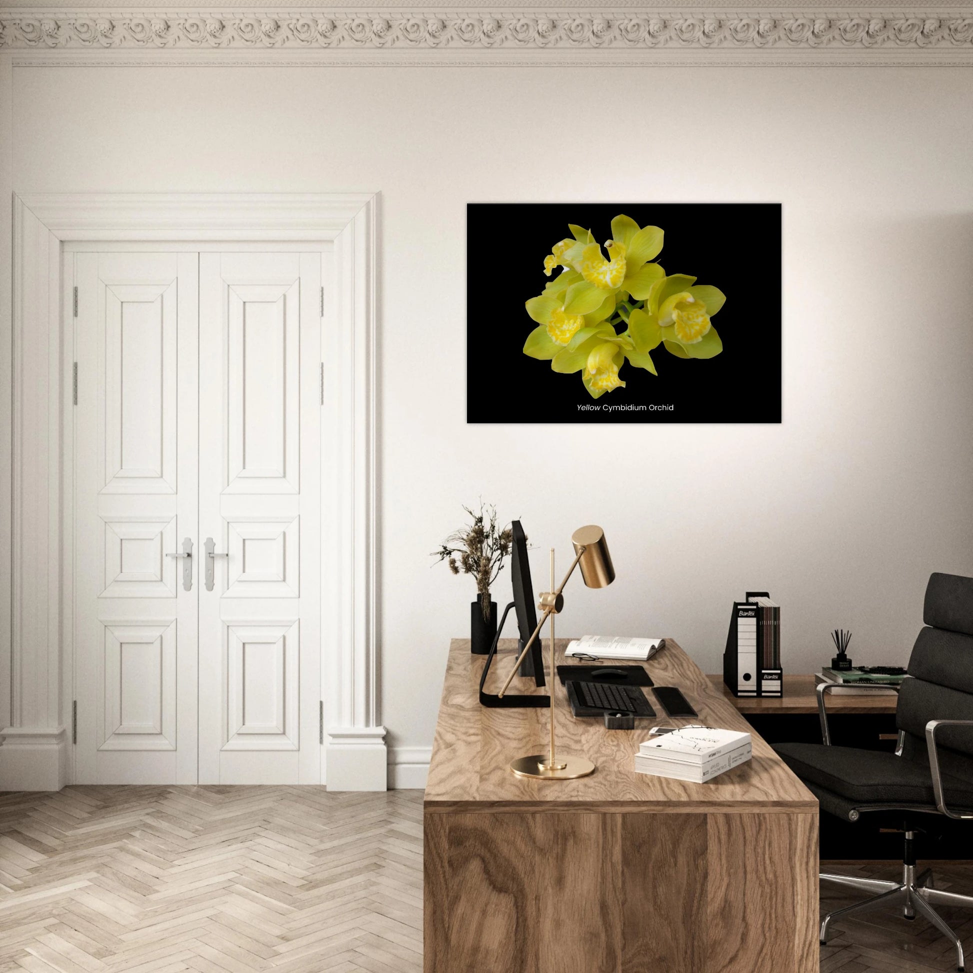 Yellow Cymbidium Orchid Canvas Print