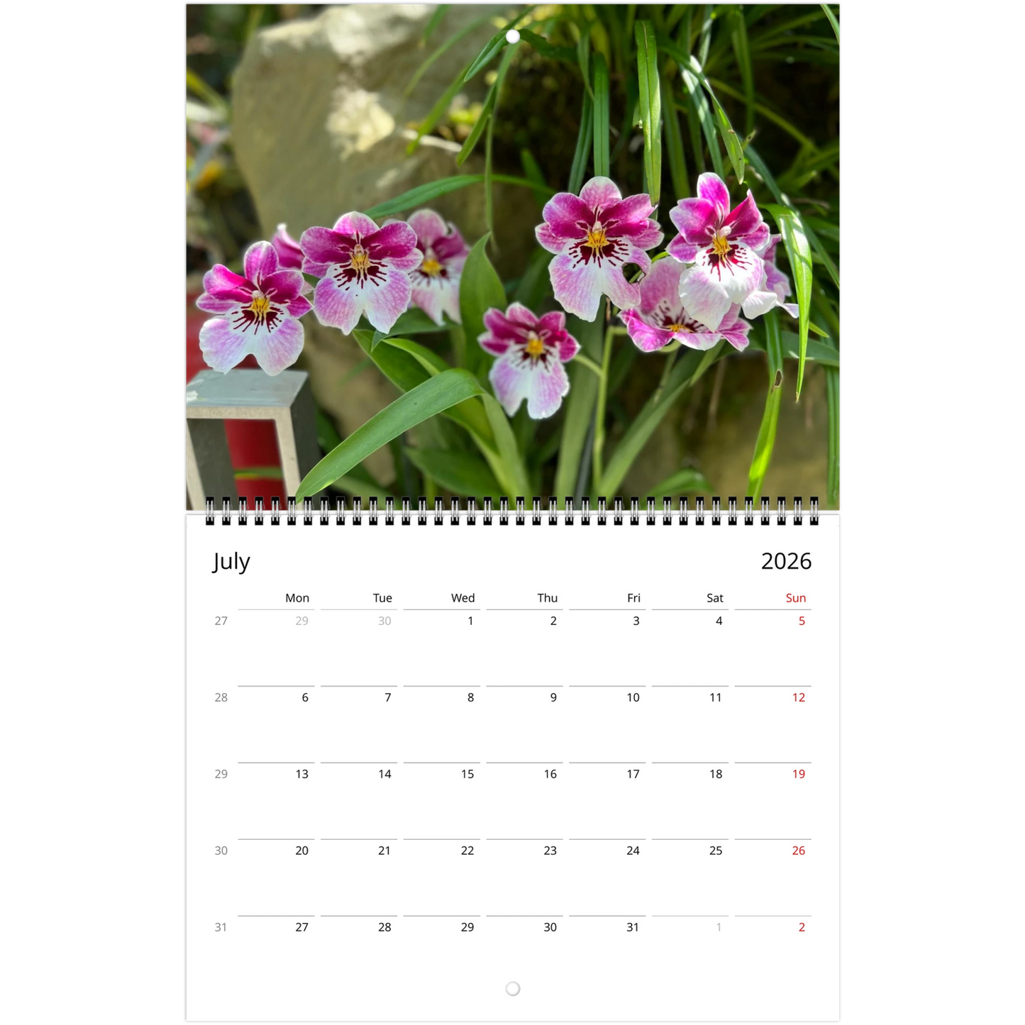 Singapore Nation Orchid Garden 2026 Calendar  (US & CA)