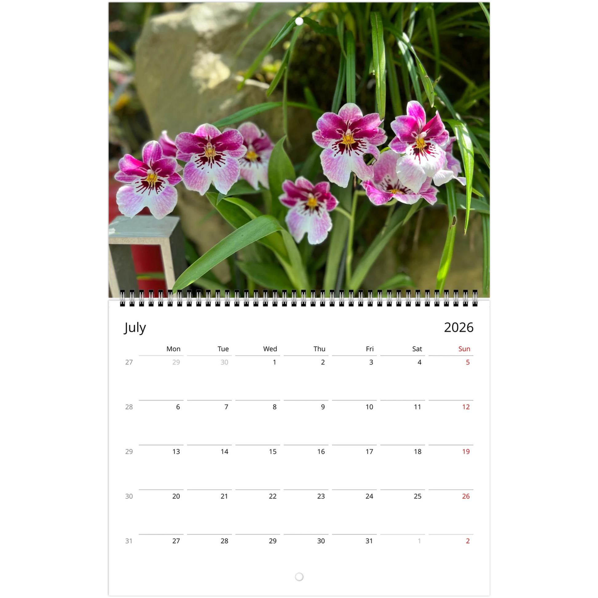 Singapore Nation Orchid Garden 2026 Calendar  (US & CA)