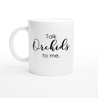 Talk Orchids To Me Black Coffee Mug